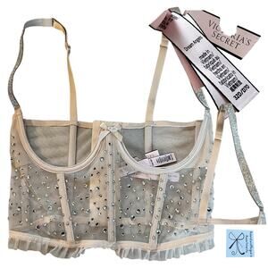 Victoria's Secret Dream Angels Rhinestone Corset Cut-Out Bra Sz 32D NWT